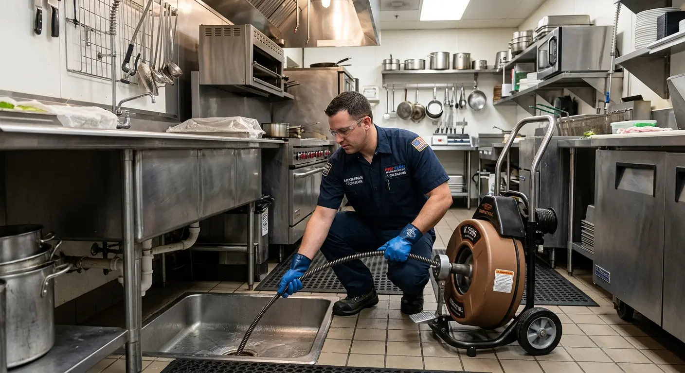 Commercial drain cleaning service in a restaurant kitchen in Powell